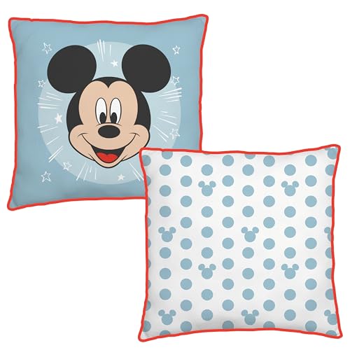 Image of Disney Mickey Mouse Officially Licensed Square Cushion, Super Soft Pillow | Blue Reversible Design | Perfect For Bedroom Or Living Room Décor | 40 x 40cm