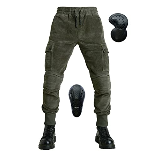 Pantalon de travail extensible en velours côtelé pour homme 6 poches avec 4 genouillères et hanches, Vert, 36-41