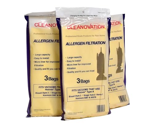 Cleanovation Vacuum Cleaner Bags – Compatible with Hoover A, Bissell 2, Kenmore 5037 & 50378, Singer SUB-2, HEMS-1 – Replacement Micro-Lined Bags (9-Pack)