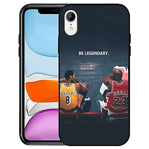 JFBDNJNV Basketball Sports Pattern Kobe & M J Designed for iPhone XR Case,Compatible with iPhone XR Case 6.1 inch,TPU Slim Soft Shockproof Anti-Scratch Cover (for iPhone XR Case)