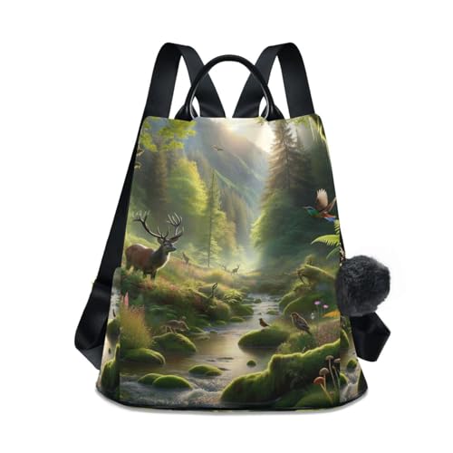 Sac à dos pour femme Nature Deer avec poches zippées