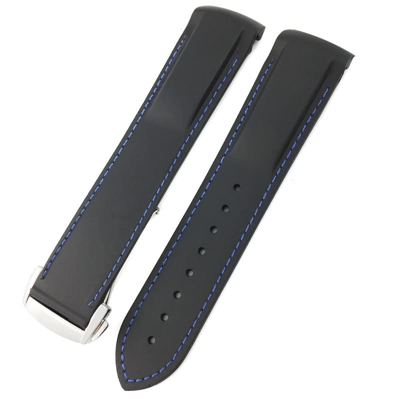Bracelet silicone pour Omega Seamaster haute qualité souple bicolore noir bleu de 20 mm et 22 mm