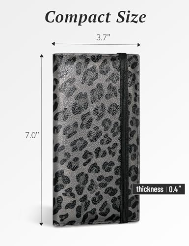 Image of Yarnic Checkbook for Personal Checkbook Holder (Grey Leopard) | Checkbook Covers with Pen Holder & Built-in Clear Plastic Divider for Duplicate Checks
