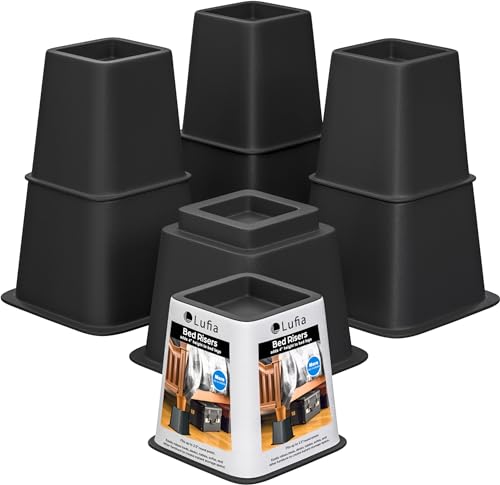 Lufia Bed Furniture Risers Heavy Duty, Elevation in Heights 9, 5 or 4 Inch, Adjustable Furniture Risers for Sofa, Table, Couch, Chair or Desk (Black, 9 inch)