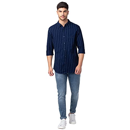 Image of Spykar Men's Cotton Blend Full Sleeves Slim Fit Shirt