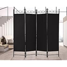 4 Panel Room Dividers Folding Privacy Screens, 68 Inch Tall Steel Frame & Fabric Surface Room Seperating Wall Divider, Portable Freestanding Room Partitions for Living Room Bedroom, Black