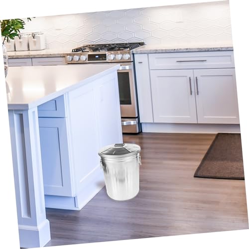 Caneca de basura rectangular de metal Happyyami con tapa miniatura 7