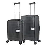 PRIMER - Juego De Maletas De Viaje Rígidas Cabina Mediana Grande Ligeras con Ruedas 360º Conjunto Equipaje con Candado de Combinación Set Ideal para Viajeros Exigentes., Antracita