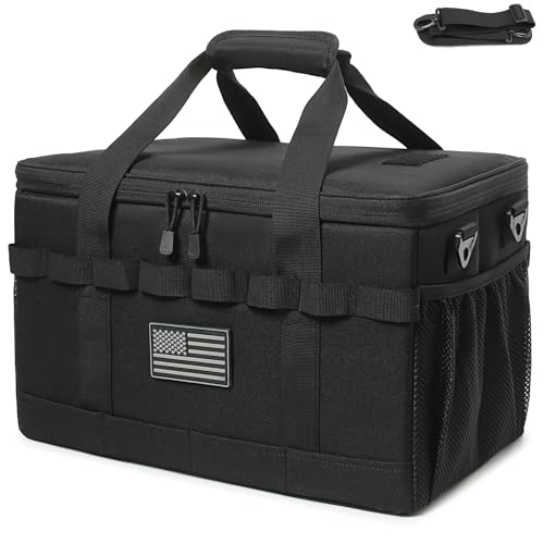 Lemubeane Tactical Camping Storage Bag 28L Tactical Utility Tote Bag Camping Cookware Organizer Trunk Organizer (Black)