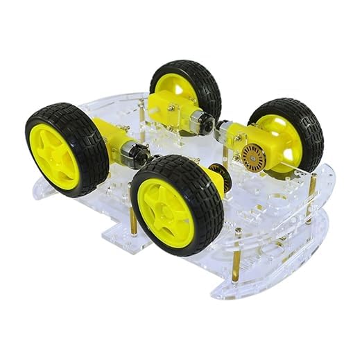 TESTIN ELECTRONICS 4 Wheel Drive (4WD) Smart Robot Bot with Chassis, BO Motor, Wheels, Clamps, Speed Encoder, Battery Box, Switch - DIY Robot Kit 4