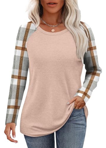 Image of OFEEFAN Long Sleeve Shirts for Womens Fall Fashion 2026 Crewneck Oversized Sweatshirt Tunic Tops to Wear with Leggings