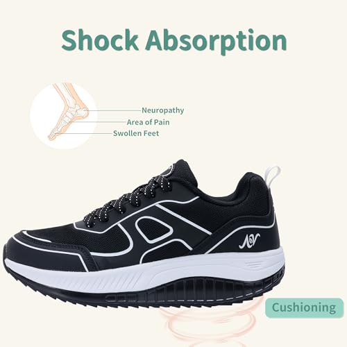 N BESUNEW Womens Wide Walking Arch Support Shoes Wide Width Orthotic Tennis Sneakers Plantar Fasciitis Running Shoes for Pain Relief US 6.5-114