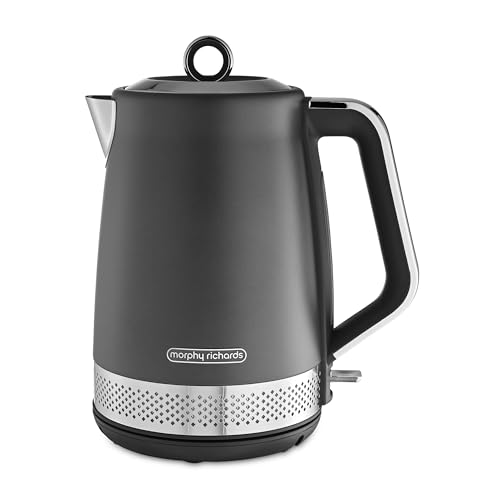 Morphy Richards Illumination 1.7L Jug Kettle Rapid Boil Boil Dry Protection Pull off Lid Limescale Filter Easy View Window 360 Cordless Base Stainless Steel Titanium 108022
