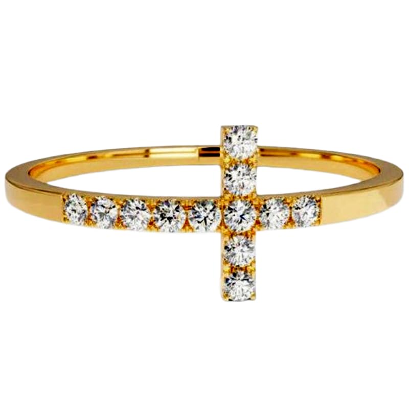 Bague imposante en argent 925 et plaqué or au design prestigieux sertie de diamants CZ
