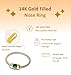 Gold Nose Ring - Thin Small 24 Gauge 7mm Nose Piercing Hoop With Blue Gem - 14k Gold Filled Nose Rings For Women - Handmade Nose Jewelry - Gift Ready
