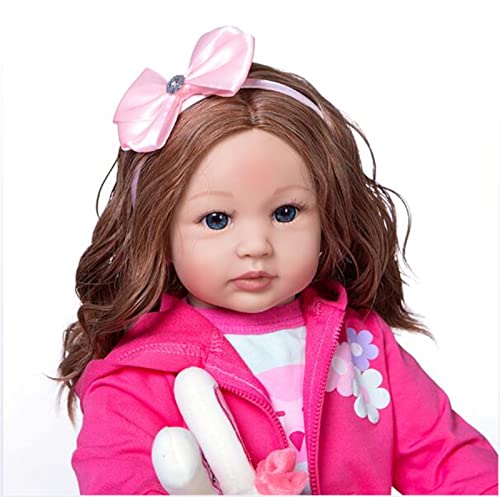 HOMONEY 60 cm Lebensechte Babypuppe 24 Zoll Reborn Puppe Weichkörper Reborn Kleinkind Puppe Lockiges Haar Mode Mädchen Schöne Puppe – Bild 4