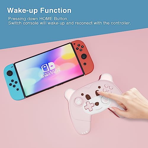 Manette sans fil Mytrix pour Nintendo Switch et Lite, Ours Rose - Geekodrome: Boutique d'accessoires geek Charge de la manette