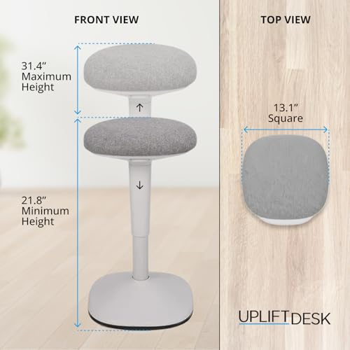 Image of UPLIFT DESK Engage Stool - Active Stool with 360 Motion, Adjustable Height Standing Desk Stool from 21.8''-31.4'', Ergonomic Anti-Slip Office Chair Alternative (Fog Gray)