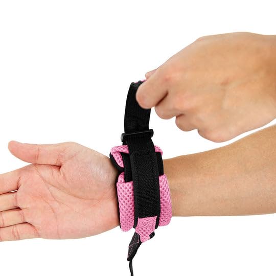 Image of Gooby Soft Mesh Wristband Surfer Leash, Pink, 6 FT | Hands-free wristband; Breathable padded mesh; 6 ft; Adjustable hook-and-loop fastener; Match your harness