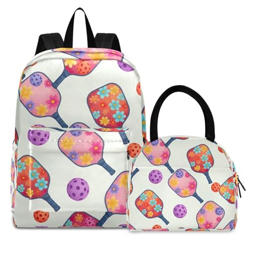 Sac à dos pique-nique enfant imperméable avec boîte à déjeuner et balles de pickleball