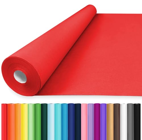Vanhench Red Wrapping Paper 36" x 2400" (200'), Kraft Paper Roll for Bouquet Flower Wrapping, Art Crafts, Wedding, Birthday, Baby Shower,Mothers Day Gifts, Color Valentines Wrapping Paper