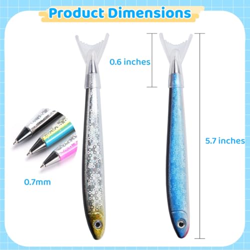 Bolígrafos de Pescado Brillantes para Fiestas Temáticas y Manualidades Escolares 6