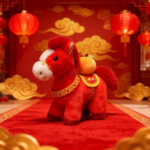 Cheval en peluche du Nouvel An chinois en coton pour décoration de maison - 4