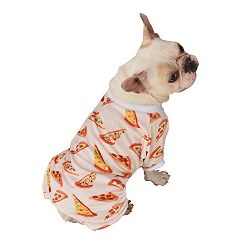 CuteBone Dog Pajamas Pizza Dog Apparel Dog Jumpsuit Pet Clothes Pajamas P55M