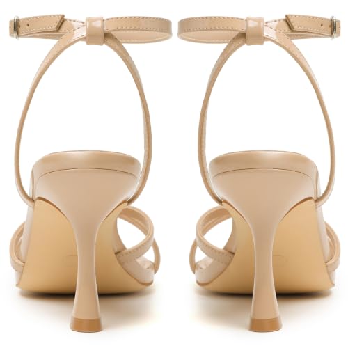 Image of Mostrin Strappy Heels for Women Ankle Strap Heels Women's Heeled Sandals for Party Prom Wedding