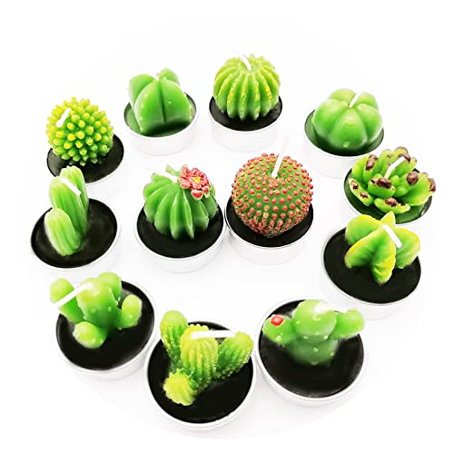 12Pcs Cactus Tealight Candles Cactus Candles Handmade Delicate Cactus Tea Light Candles For Home Décor, Spa, Wedding, Valentine's Day, Birthday Gift, Anniversary Celebration #TOP1