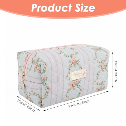 Image of MAYCREATE Makeup Pouch Bag Travel Cosmetic Bag for Women Girls, Floral Prints Make Up Toiletry Pouch for Women, Zipper Portable Travel Cloth Storage Organizer