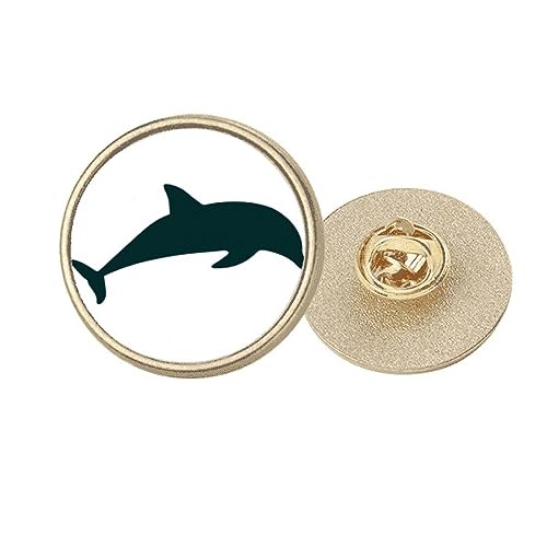 Broche ronde dauphin métal doré Blue Ocean M pour manteau foulard et veste
