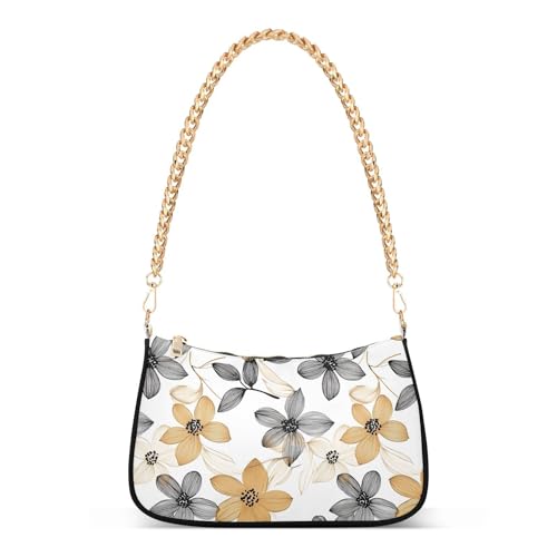 Bolso cruzado de moda con cadena de flores de caramelo y negro para mujer, regalos de cumpleaños para mujeres, Flores Caramelo y Negro