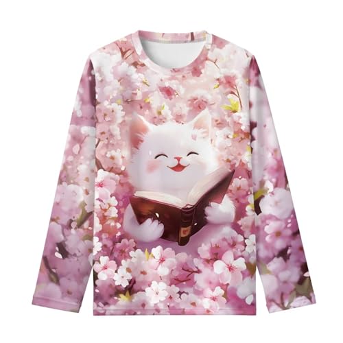 Crewneck Shirts for Teen Girls Loose Casual Long Sleeve Girls Shirts for Back to School Vintage Shirt for Kids 3-16