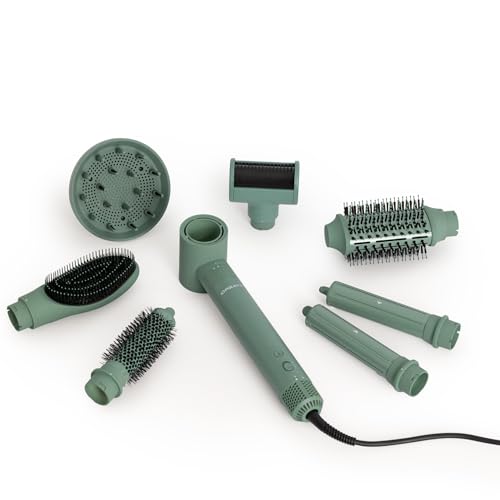 CREATE/ION STYLER PRO ADVANCE/Cepillo de aire secador y moldeador iónico 8 en 1 cerámico verde sage/Motor DC Brushless, 2 velocidades, 3 temperaturas, función frío, estuche de almacenaje, 1400W