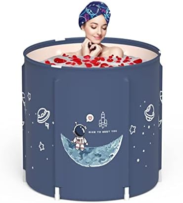 Genrenyen Portable Bathtub for Adults Foldable PVC SPA Soaking Standing Bath Tub for Shower Stall, Freestanding Non-Inflatable Hot Ice Bath Tub with Thickened Thermal Foam to Keep Temperature