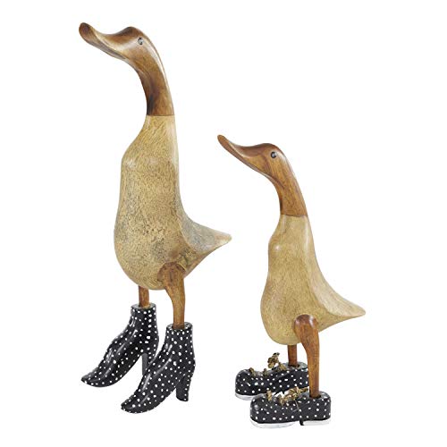 Deco 79 Bamboo Duck Sculpture With High Heels And Boots, Set Of 2 17", 12"H, Brown #TOP2