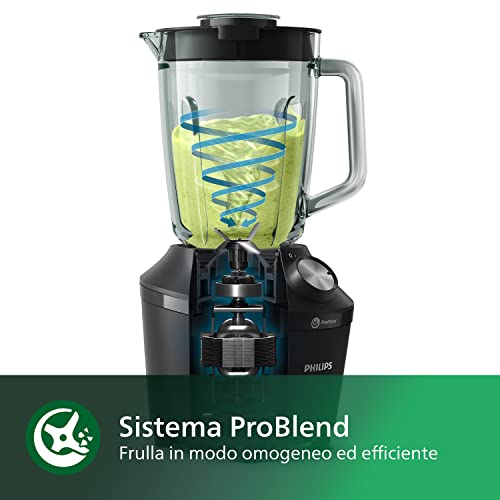 Philips Serie 3000 Frullatore – Bicchiere in Vetro Resistente da 2L, Tecnologia ProBlend, Funzione Pulse, Lame in Acciaio Inox, Sensore MTP, Piedini Antivibrazione, App NutriU Ricette (HR2291/41) - immagine 5