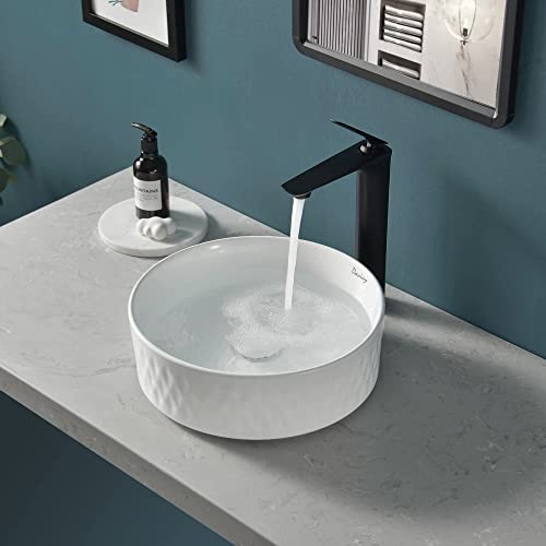 Davivy 14.2'' Round Bathroom Sink With Pop Up Drain,Bathroom Sinks Above Counter,Bathroom Vessel Sinks,Ceramic Vessel Sink,Counter Top Sink,Round Vessel Sinks For Bathrooms #TOP2