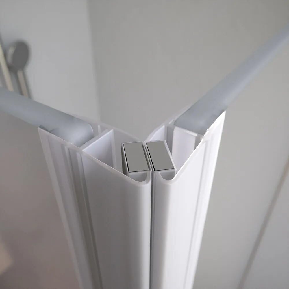 Box doccia 80x80cm con apertura a battente e parete fissa, profili cromati e vetro da 6mm opaco h195 | Elba
