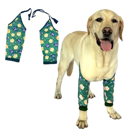 Image of Dog Elbow Pads - Knee Wrap Front Leg Sleeves for Large Dogs, Wound Protection & Anti-Licking Brace for Injured Legs or Joints(3XL Owls )