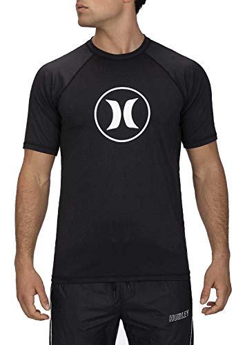 Hurley Men's Short Raglan Sleeve 50+ UPF Sun Protection Rashguard Shirt, Black, L