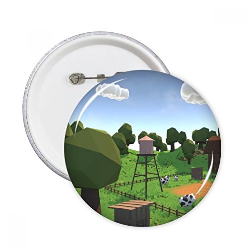Badge bouton ferme arbre de jeu cadeau original multicolore pour passionné 5pcs