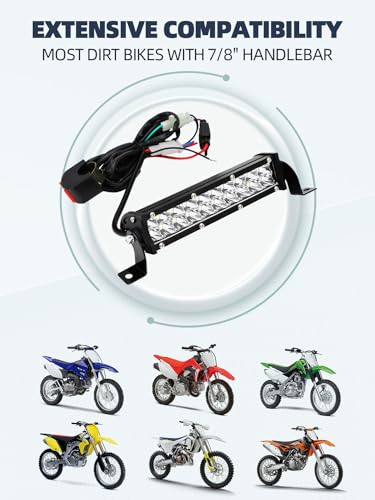 Image of Dirt Bike Light Bar 60W 4200LM Motorcycle Headlight Light Bar Plug-Play Universal for Most 7 /8 inch handlebar CRF110 KLX140 KLX110 TTR110 TTR110E KLX PW XR RM KX Motocross