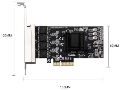 4 puertos 2.5G Tarjeta de Red PCIe x4, Adaptador Ethernet 10/100/1000Mbps/2.5Gbps, Disipador de Calor, Conector Dorado, ECC y CRC, para Escritorio Virtualización PXE Boot sin Disco, Gaming NAS miniatura 2