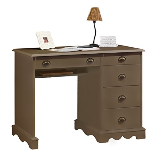 Beaux Meubles Pas Chers Bureau Taupe 5 Tiroirs Style Anglais