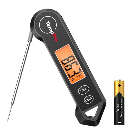 TempPro TP19H Waterproof Digital Meat Thermometer with Ambidextrous Backlit and Motion Sensing Cooking Food Thermometer for BBQ Grill Smoker Oil Fry Candy Thermometer (Previously ThermoPro)