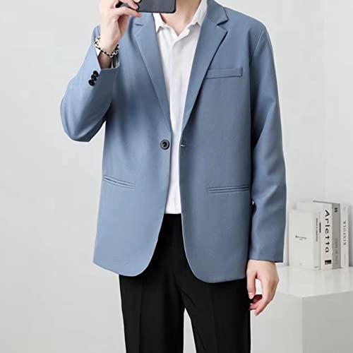 Dawwoti Casaco esportivo masculino casual, jaqueta de um botão, jaqueta blazer masculina, Lago azul,