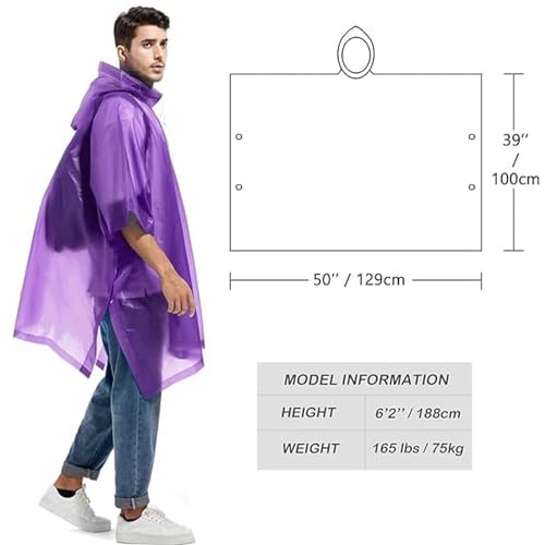 Reusable Rain Ponchos for Adults, 2 Pcs Raincoats (Pack of 1) Emergency for Women Men with Hood3