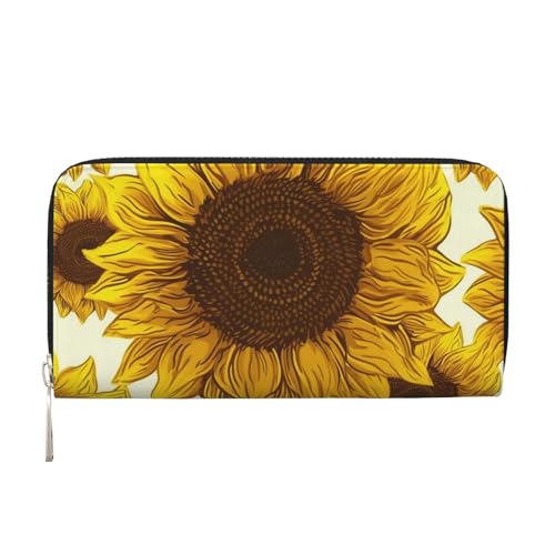 Long portefeuille en polyuréthane aspect cuir tournesol de haute finition